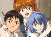 Shin Seiki Evangelion: Shinji, Asuka, and Rei (© GAINAX / Project Eva. / TV Tokyo / NAS / ADV)
