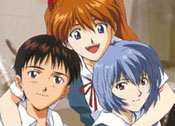 Shin Seiki Evangelion: Shinji, Asuka, and Rei (© GAINAX / Project Eva. / TV Tokyo / NAS / ADV)