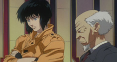 Ghost in the Shell: Major Kusanagi and Chief Aramaki (© Masamune Shirow / Kodansha / Bandai Visual / Manga Entertainment)