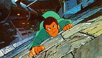Lupin III - Castle of Cagliostro: Lupin climbing the castle wall (© Katoo Kazuhiko / Tokyo Movie Shinsha / Manga Entertainment)
