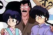 Ranma ½: Akane, Akane's father, and Ranma (© Rumiko Takahashi / Shogakukan / Viz Video)